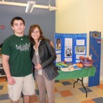 Ezra Keough poses with Meriette Arwady, an interested mom asking him questions about juvenile diabetes and playing football and managing JD and staying fit and tackling juvenile diabetes.